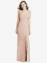 Front View Thumbnail - Cameo Wide Strap Notch Empire Waist Dress with Front Slit