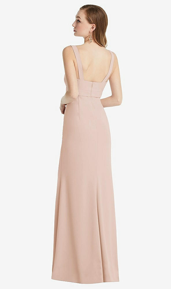 Back View - Cameo Wide Strap Notch Empire Waist Dress with Front Slit