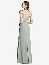 Rear View Thumbnail - Willow Green Wide Strap Notch Empire Waist Dress with Front Slit