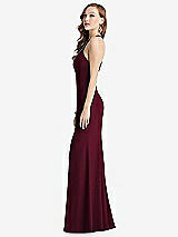 Side View Thumbnail - Cabernet High-Neck Halter Dress with Twist Criss Cross Back 