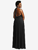 Rear View Thumbnail - Black High Neck Halter Backless Maxi Dress