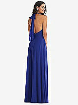 Alt View 4 Thumbnail - Cobalt Blue High Neck Halter Backless Maxi Dress