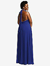 Rear View Thumbnail - Cobalt Blue High Neck Halter Backless Maxi Dress
