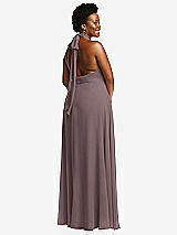 Rear View Thumbnail - French Truffle High Neck Halter Backless Maxi Dress
