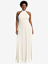Front View Thumbnail - Ivory High Neck Halter Backless Maxi Dress