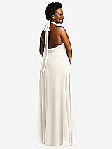 Rear View Thumbnail - Ivory High Neck Halter Backless Maxi Dress