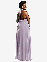 Rear View Thumbnail - Lilac Haze High Neck Halter Backless Maxi Dress