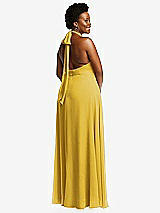 Rear View Thumbnail - Marigold High Neck Halter Backless Maxi Dress