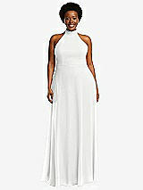 Front View Thumbnail - White High Neck Halter Backless Maxi Dress