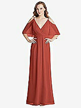 Alt View 1 Thumbnail - Amber Sunset Convertible Cold-Shoulder Draped Wrap Maxi Dress