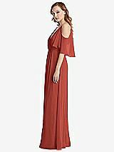 Side View Thumbnail - Amber Sunset Convertible Cold-Shoulder Draped Wrap Maxi Dress