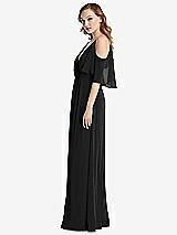 Side View Thumbnail - Black Convertible Cold-Shoulder Draped Wrap Maxi Dress