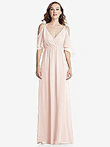 Front View Thumbnail - Blush Convertible Cold-Shoulder Draped Wrap Maxi Dress