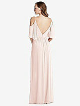 Rear View Thumbnail - Blush Convertible Cold-Shoulder Draped Wrap Maxi Dress