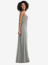 Side View Thumbnail - Chelsea Gray Tie-Back Cutout Maxi Dress with Front Slit