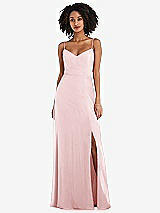 Front View Thumbnail - Ballet Pink Tie-Back Cutout Maxi Dress with Front Slit