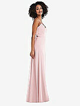 Side View Thumbnail - Ballet Pink Tie-Back Cutout Maxi Dress with Front Slit