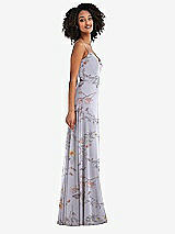 Side View Thumbnail - Butterfly Botanica Silver Dove Tie-Back Cutout Maxi Dress with Front Slit