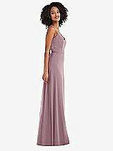 Side View Thumbnail - Dusty Rose Tie-Back Cutout Maxi Dress with Front Slit