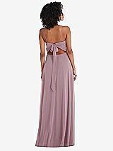 Rear View Thumbnail - Dusty Rose Tie-Back Cutout Maxi Dress with Front Slit