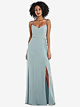Front View Thumbnail - Morning Sky Tie-Back Cutout Maxi Dress with Front Slit