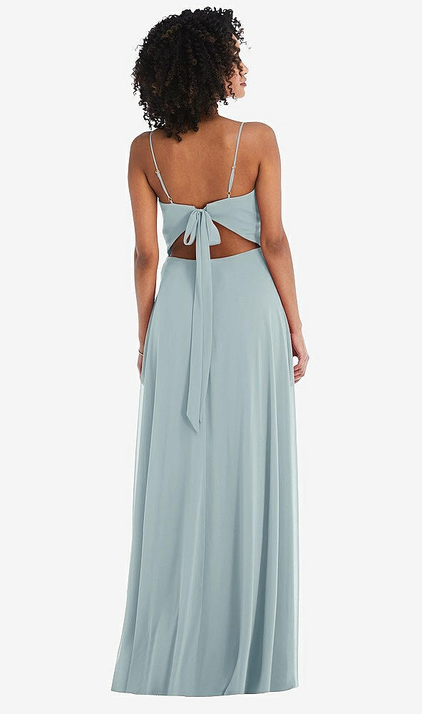 Back View - Morning Sky Tie-Back Cutout Maxi Dress with Front Slit