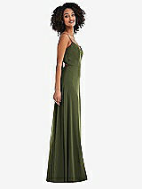 Side View Thumbnail - Olive Green Tie-Back Cutout Maxi Dress with Front Slit