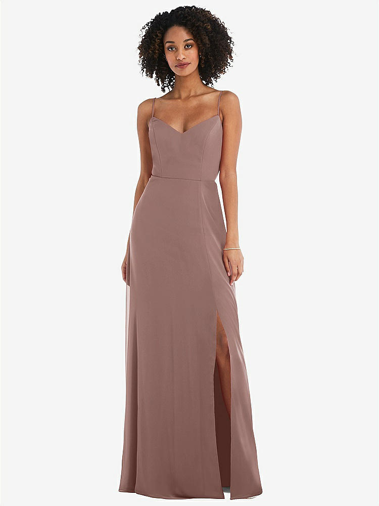 V-back Spaghetti Strap Maxi Bridesmaid Dress With Pockets In