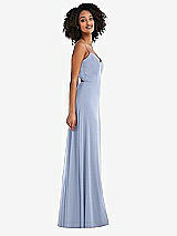 Side View Thumbnail - Sky Blue Tie-Back Cutout Maxi Dress with Front Slit