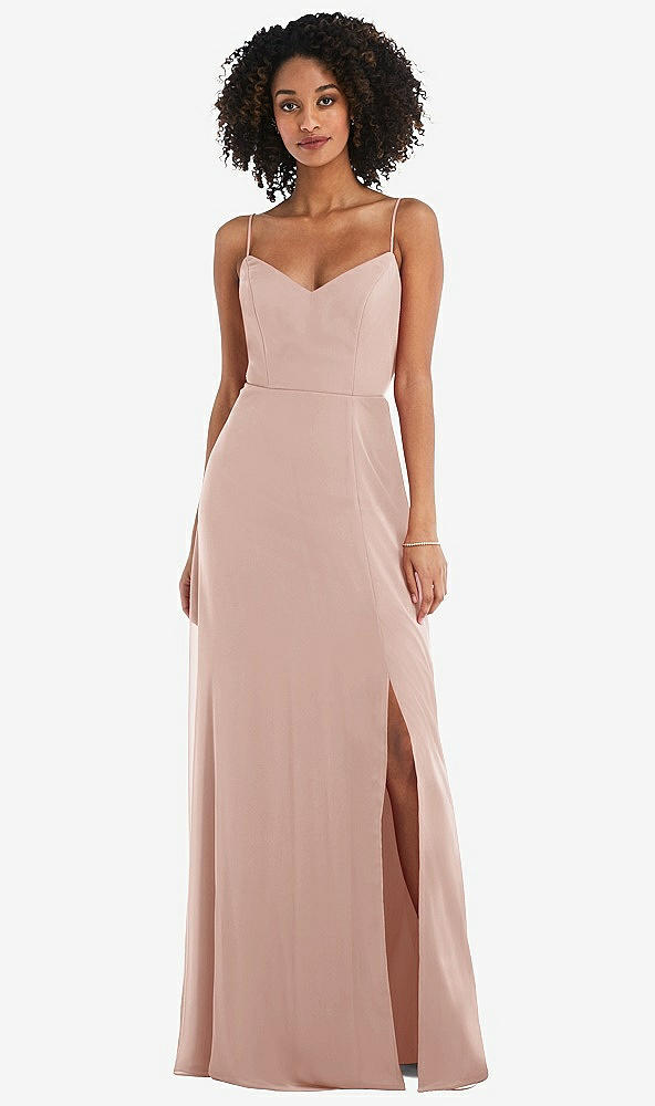 Front View - Toasted Sugar Tie-Back Cutout Maxi Dress with Front Slit