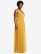 Side View Thumbnail - NYC Yellow Deep V-Neck Chiffon Maxi Dress