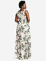 Rear View Thumbnail - Palm Beach Print Deep V-Neck Chiffon Maxi Dress
