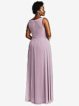 Rear View Thumbnail - Suede Rose Deep V-Neck Chiffon Maxi Dress
