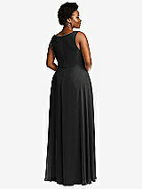 Rear View Thumbnail - Black Deep V-Neck Chiffon Maxi Dress