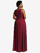 Rear View Thumbnail - Burgundy Deep V-Neck Chiffon Maxi Dress