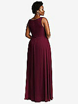 Rear View Thumbnail - Cabernet Deep V-Neck Chiffon Maxi Dress