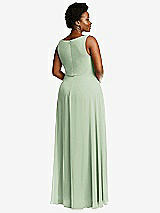 Rear View Thumbnail - Celadon Deep V-Neck Chiffon Maxi Dress