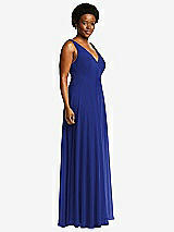 Side View Thumbnail - Cobalt Blue Deep V-Neck Chiffon Maxi Dress