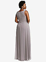 Rear View Thumbnail - Cashmere Gray Deep V-Neck Chiffon Maxi Dress