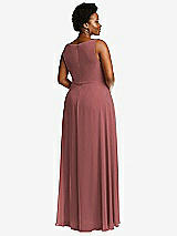 Rear View Thumbnail - English Rose Deep V-Neck Chiffon Maxi Dress