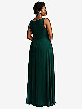 Rear View Thumbnail - Evergreen Deep V-Neck Chiffon Maxi Dress