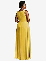 Rear View Thumbnail - Marigold Deep V-Neck Chiffon Maxi Dress