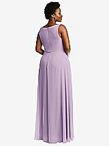 Rear View Thumbnail - Pale Purple Deep V-Neck Chiffon Maxi Dress