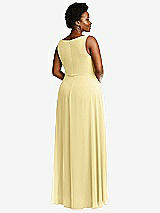Rear View Thumbnail - Pale Yellow Deep V-Neck Chiffon Maxi Dress