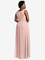 Rear View Thumbnail - Rose - PANTONE Rose Quartz Deep V-Neck Chiffon Maxi Dress