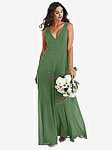 Alt View 1 Thumbnail - Vineyard Green Deep V-Neck Chiffon Maxi Dress