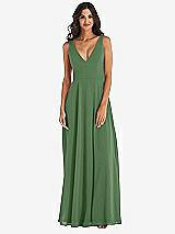 Alt View 3 Thumbnail - Vineyard Green Deep V-Neck Chiffon Maxi Dress