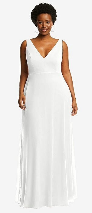 V neck outlet white dress