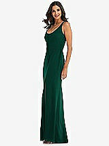 Side View Thumbnail - Hunter Green Scoop Neck Open-Back Trumpet Gown