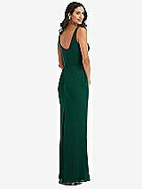 Rear View Thumbnail - Hunter Green Scoop Neck Open-Back Trumpet Gown